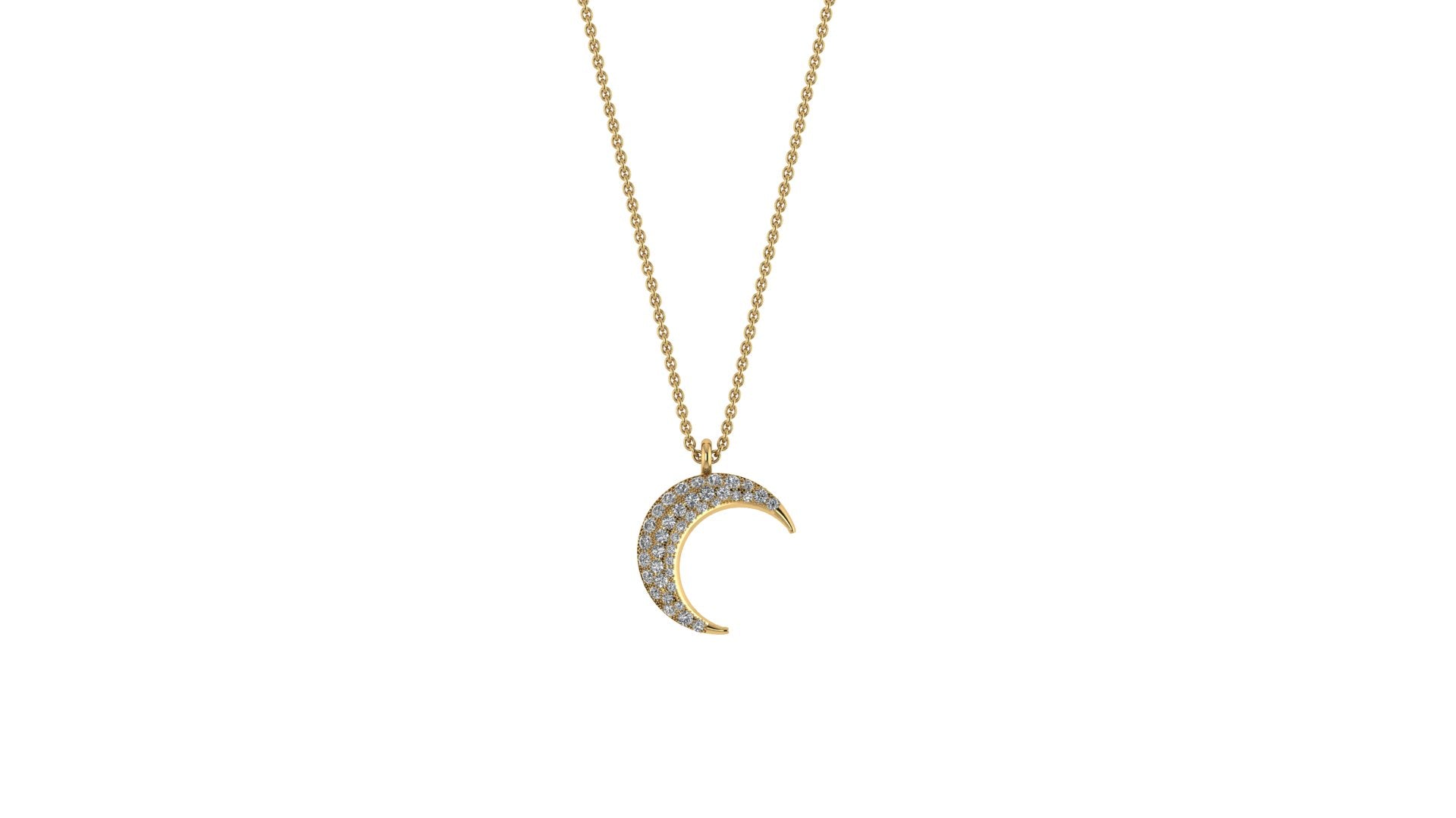 Diamond Crescent Moon Necklace In 14k Gold | Positano Moon